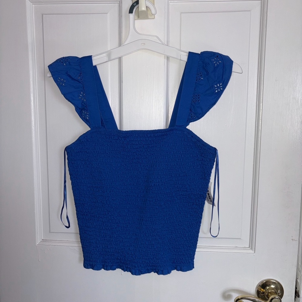 Old Navy Royal Blue Ruffle Strap Tank Top